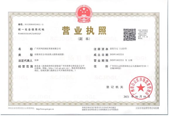 Κίνα Guangzhou Womala International Trade Co., Ltd. Πιστοποιήσεις
